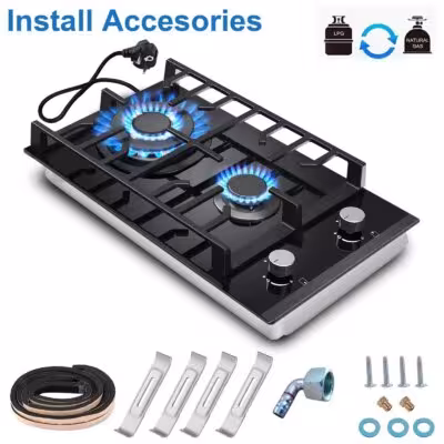 TopStrong 2 Burner Ceramic Glass Built-in Stove Natural Gas Propane Gas hob EUGCT-B02 1