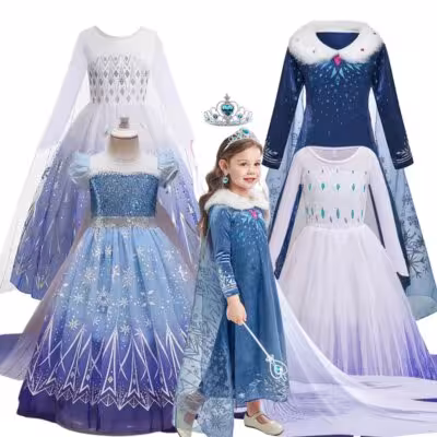 Anna Elsa Princess Girls Dress Up Winter Snow Queen Costume Carnival Party Halloween Kids Carnival Birthday Party Clothes 1