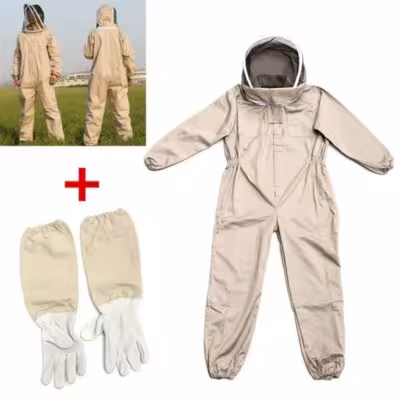 1Set Professional Ventilated Full Body Beekeeping Bee Keeping Suit With Gloves 1