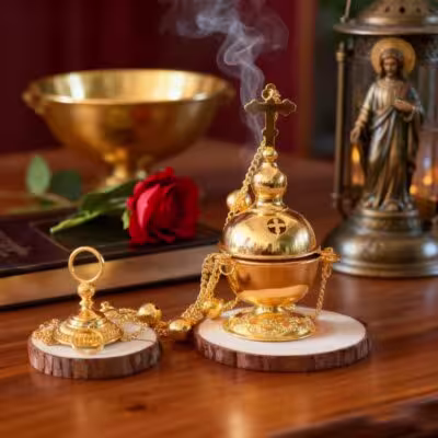 New Orthodox Christian Incense Burner Classic Holy Pattern Exclusive Ceremony for Believers Incense Burner Sacred and Respectful 1
