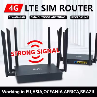 OPTFOCUS 4G LTE Router Modem SMA Connector for Outdoor Antennas 4G WIFI SIM Card with 6 Antennas Hotspot Mobile 4G CPE Wi-Fi 1