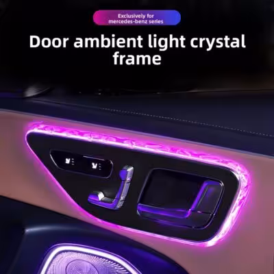 4PCS RGB LED Crystal Door Handle Bowl Frame Trim For Mercedes-Benz C E GLC S Class W206 W214 X254 W223,Interior Atmosphere Light 1