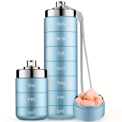 7pcs Metal Pill Organizers, Stackable Portable Waterproof Travel Pill Box, Large Aluminum Alloy Travel Pill Case 1