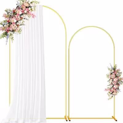 Set of 2 Gold Metal Arch Backdrop Stand Wedding Arch Frame for Wedding Birthday Party Baby Shower Graduation Ceremony 1