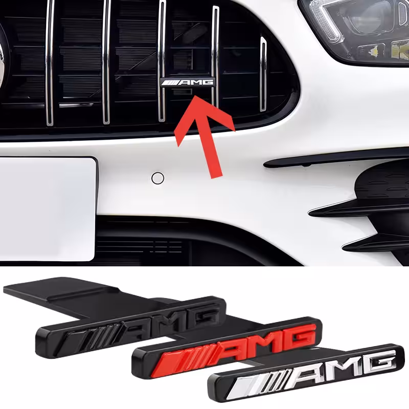 Chrome AMG emblem badge for Mercedes Benz front grille