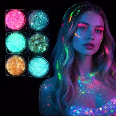 6pcs Glow in The Dark Glitter Gel Water-Based Chunky Glitter for Mardi Gras Christmas Carnival Rave Festival Outfits 1