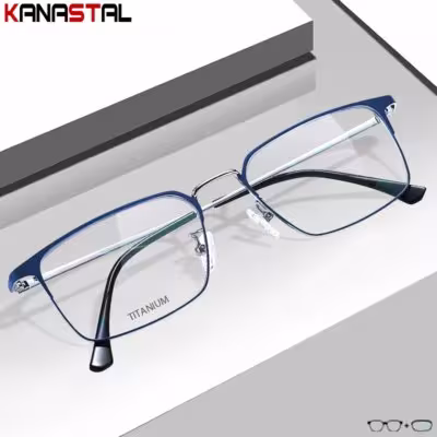 Men Prescription Glasses Optics Lenses  Reading Glasses Women Blue Light Blocking Myopia Eyewear Metal Titanium Eyeglasses Frame 1