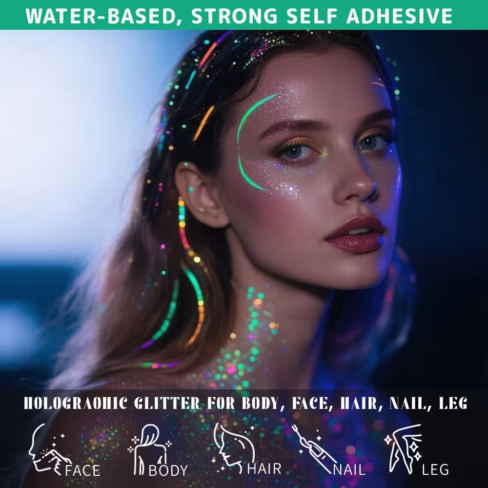 gel con brillantina que brilla en la oscuridad