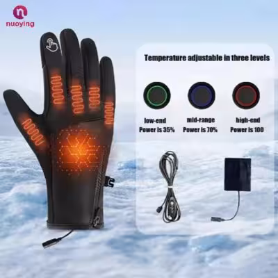 Winter Thermal Heated Hand Warmer Gloves, USB Rechargeable Waterproof Touchscreen Adjustable Electric Gloves for Ski Hiking Cycling Outdoor Sports 1