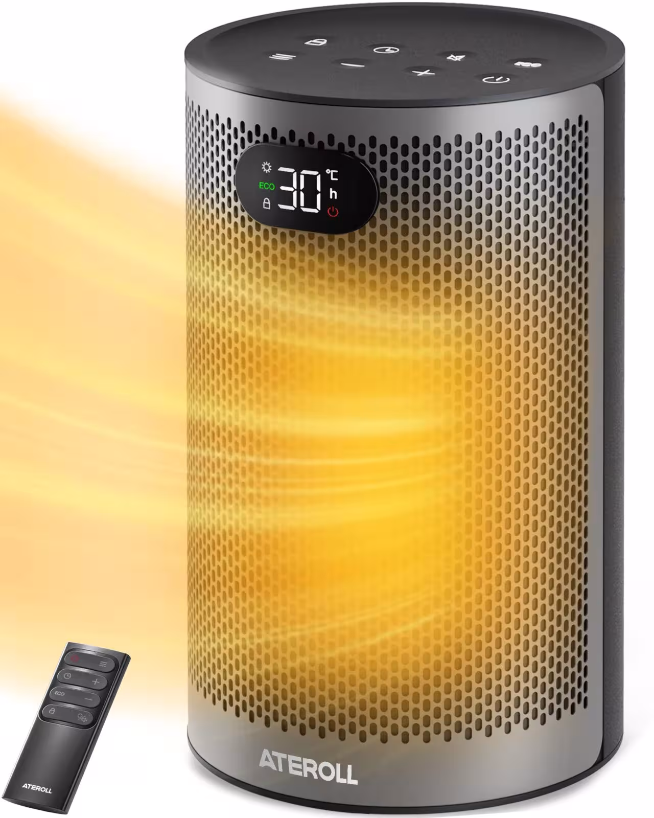 Portable electric heater with remote control Ateroll 1500W PTC room heater 40cm