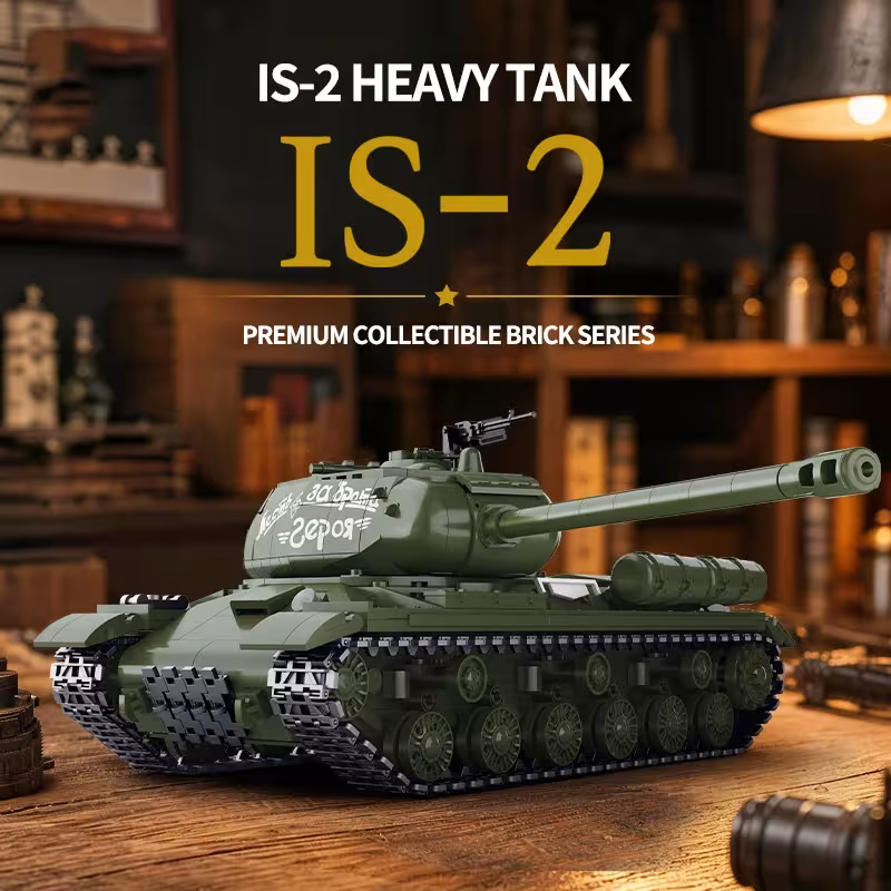 Kit de construcción del tanque pesado soviético IS-2, 1485 piezas, modelo de vehículo militar.
