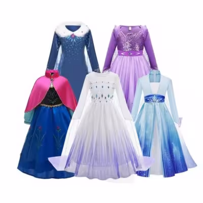 Girls Princess Dress  Halloween Cosplay Disguise Costume Kids Snow Queen Children Birthday Carnival Party Dress 1