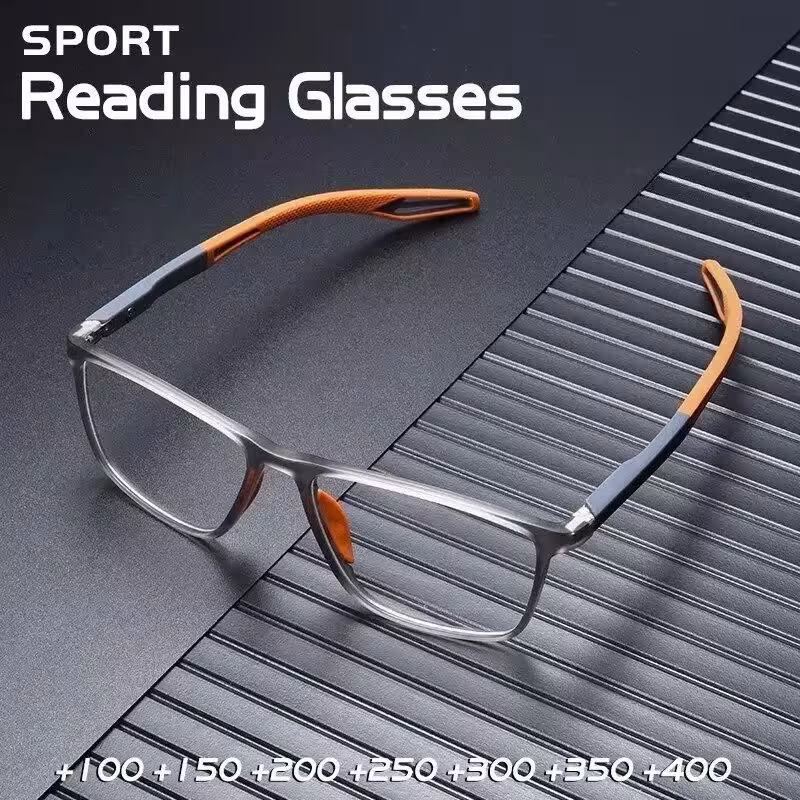 Gafas de lectura TR90 para hombre con varillas de resorte, protección contra la luz azul +100~+400