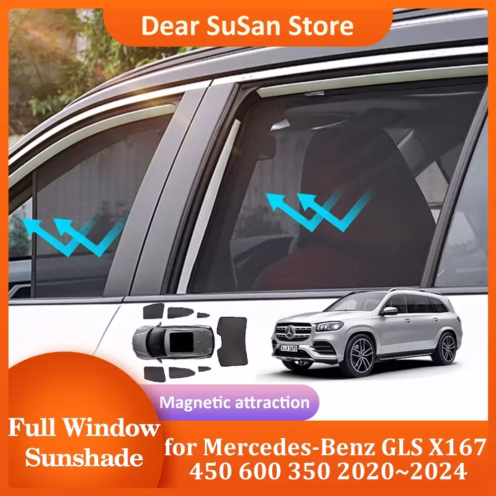 Magnetinė saulės apsauga Mercedes-Benz GLS X167 stogo priekiniam stiklui 2020-2024