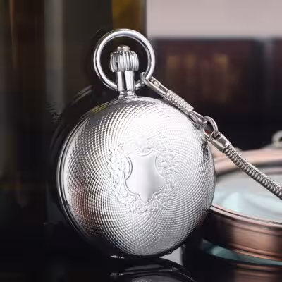 Antique Imperial Luxury Pocket Watch Mechanical Hand Winding Stainless Steel Case Mens Pocket Watch with FOB Chain Reloj Gift 1