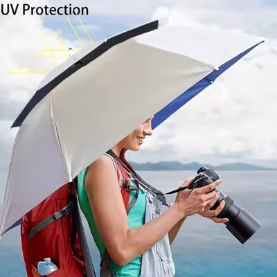 Rain or Shine Hat Umbrella Fishing Umbrella, Fishing Supplies Clothing Hat Hiking Hat, Sunscreen Double Layer 1