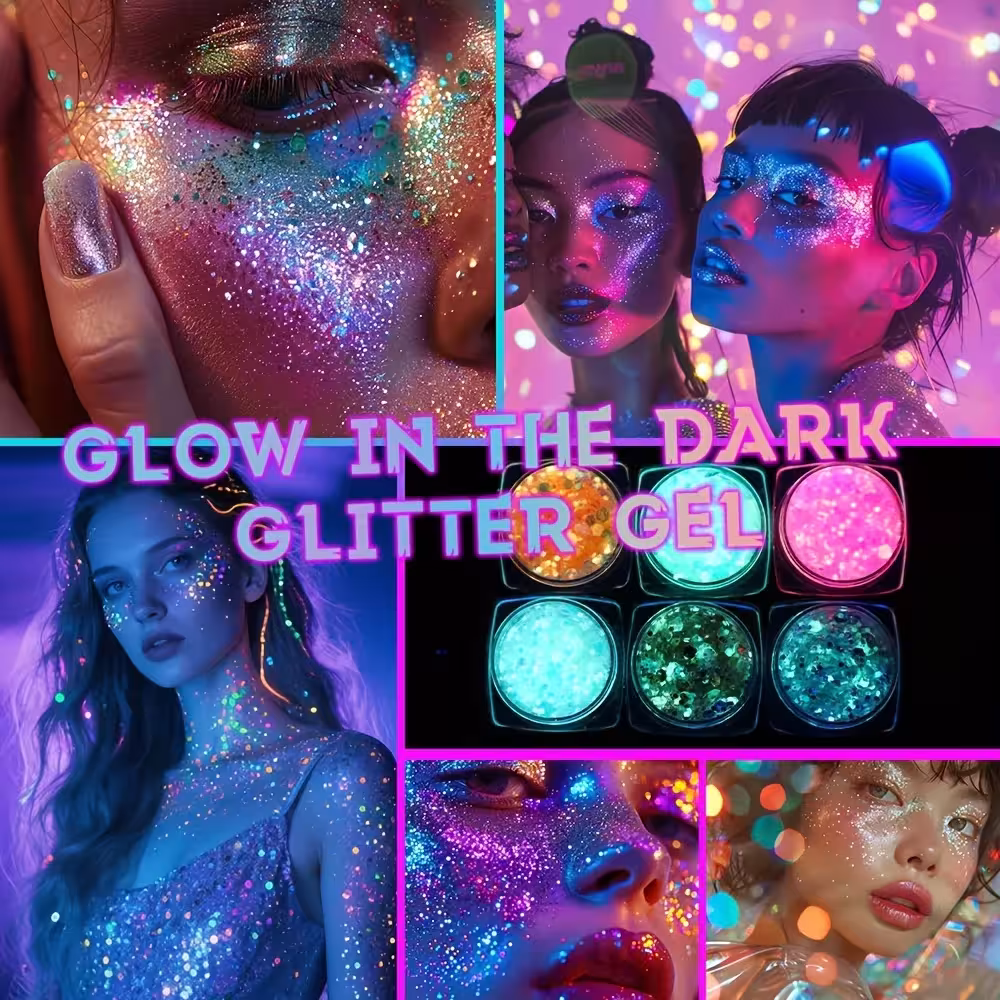 gel con brillantina que brilla en la oscuridad