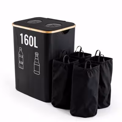 Deposit Bottle Collector 160L/105L Large Capacity Organizer Bag with Handles Washing Inner Bags Glass Recycling Bin for Kitchen Home Garage Pantry 1