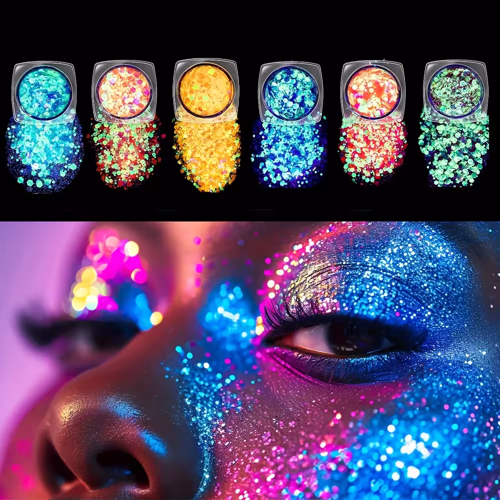 gel con brillantina que brilla en la oscuridad