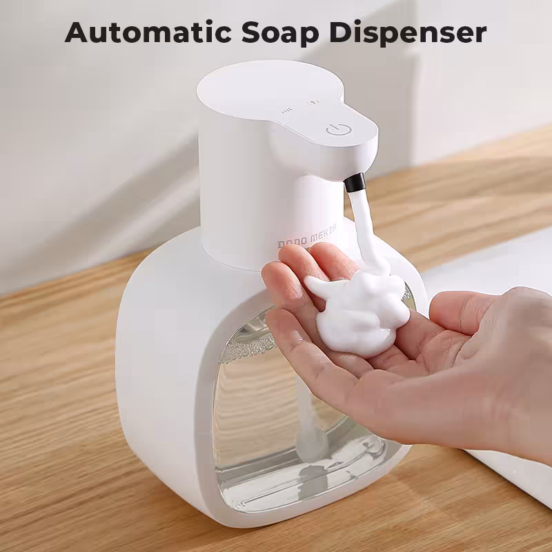 Wall-mounted automatic foam soap dispenser, 500ml, rechargeable, infrared sensor.