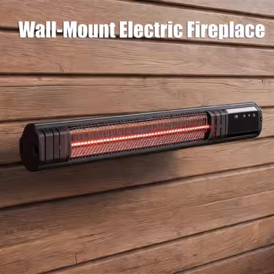 Wall Mounted Patio Infrared Heater, Aluminum Housing, Carbon Fiber Heating Tube 2500W, 9 Power Levels, 24H Timer, Remote & Touch Control, IP65 Waterproof Electric Heater 1
