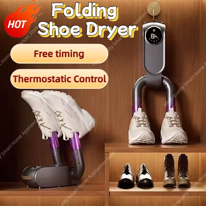 Secadora de zapatos plegable con esterilización UV y calentador, secadora de zapatos eléctrica de 160W