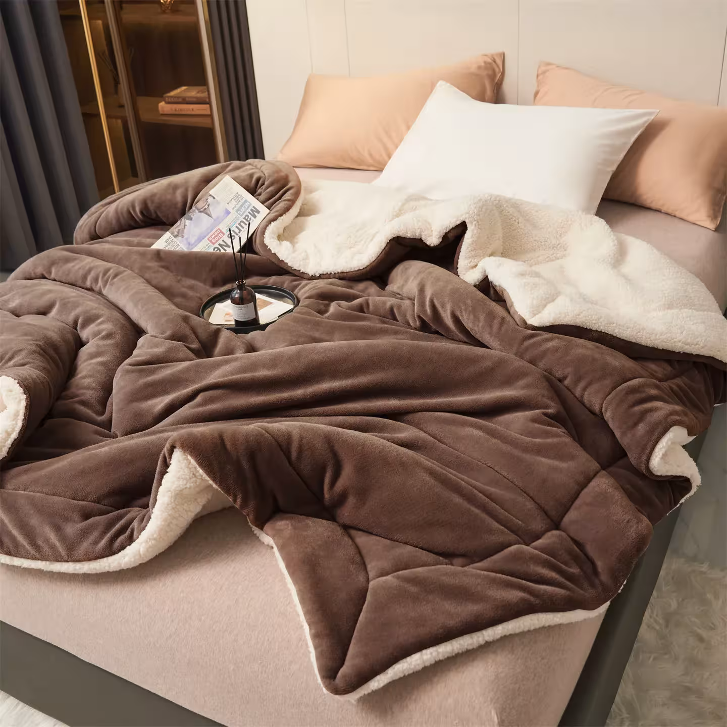 Schwere Winterdecke für Bett und Sofa, warm, flauschig, Plüsch, weich