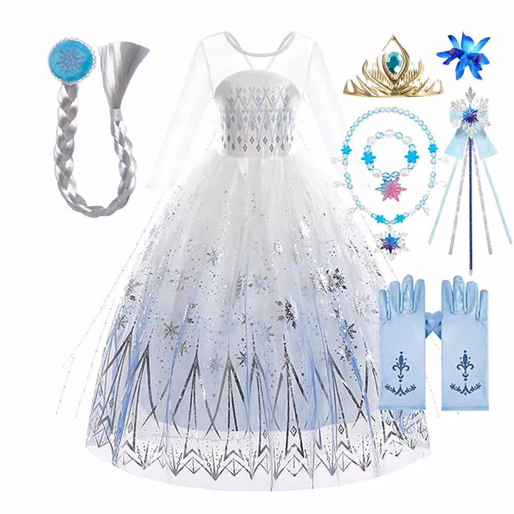 Robe de carnaval Elsa pour filles, un élégant costume de princesse pour les fêtes